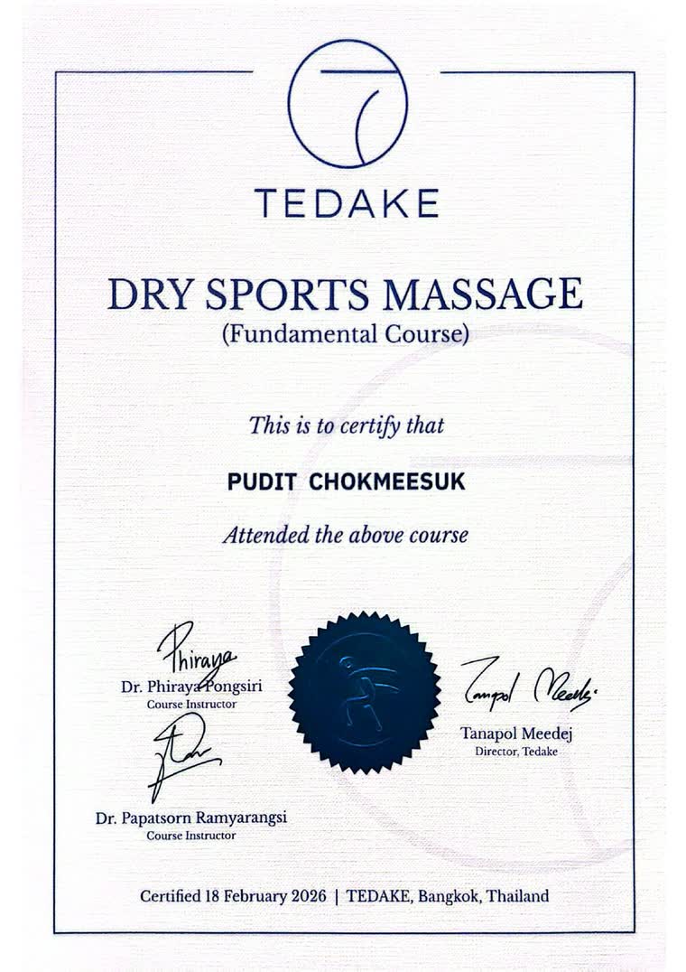 Certificate: Dry Sports Massage — Fundamental