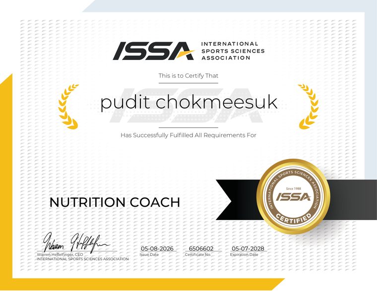 Certificate: ISSA — Nutrition Coach